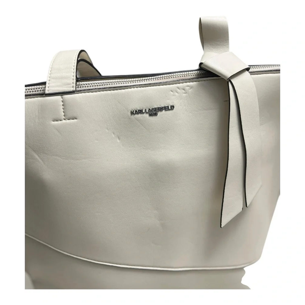 Karl Lagerfeld Cream Tote with Bow Detail